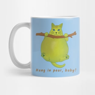 Funny Pear Cat Cartoon– Hang in Pear Pun Mug